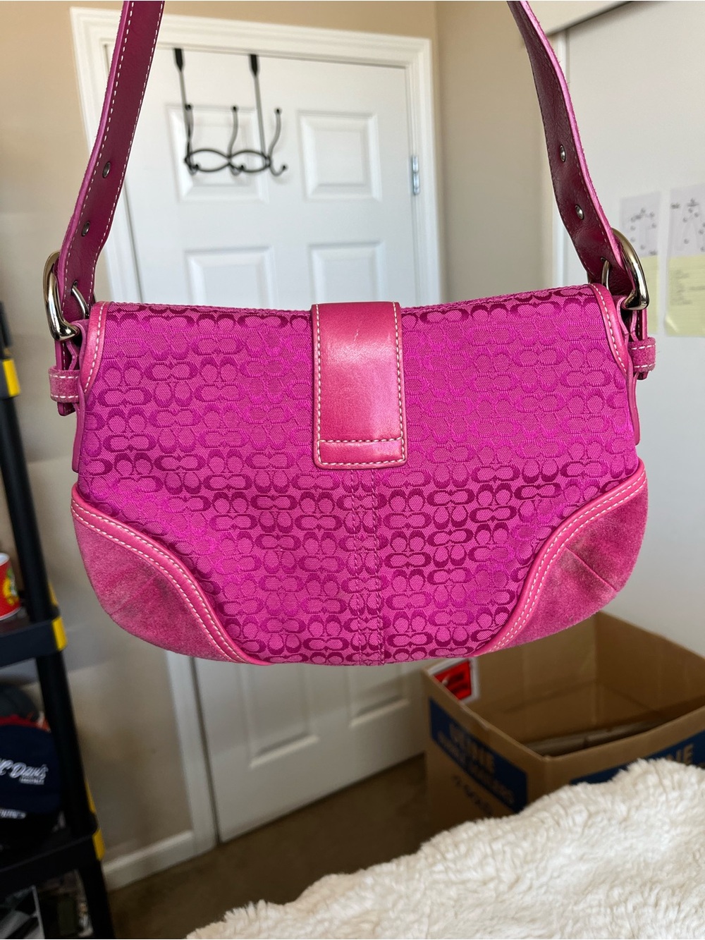 Coach 6818 SMALL Vintage Pink Soho Y2K Signature C Canvas & Suede Bag Rare - Picture 7 of 16